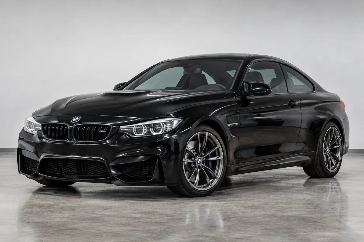 Photorealistic illustrative black BMW M4 before the color-change preview